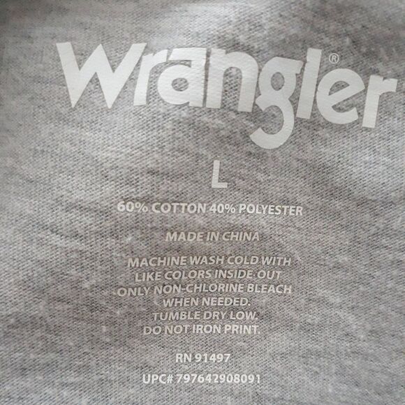 Wrangler Vintage American T Shirt Mens Large Gray Long Sleeve Eagle Wings - Picture 8 of 8